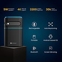 Portronics Pico 12 Smart Projector – 4K Support, Android 11, Compact Design | Stunning Visuals & Vibrant Colors | Perfect for Home Entertainment & Movies