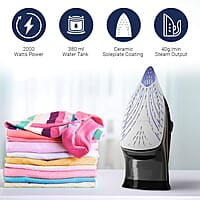 Crompton Fabrigenius 2000 W Steam Iron with 380 ml Water Tank, Upto 40g /min Steam Output and Ceramic Coating Soleplate