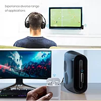 Portronics Auto 16 Bluetooth v5.1 Transmitter | Aux In & Out | Type C Charging | Black