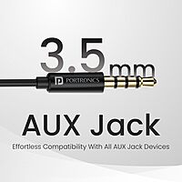 Portronics Conch Theta A – 3.5mm Earphones with Mic, sleek black design, delivering clear sound and comfort for music lovers and calls, perfect for everyday use and portable convenience.