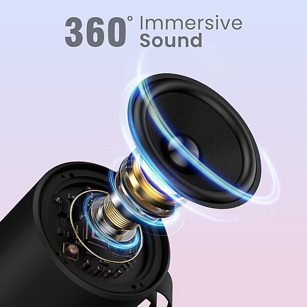 Portronics POR 2678 SoundPot Pro 20W Bluetooth Speaker – BT 5.3 | RGB | TWS | USB & Type-C | Black