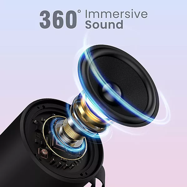 Portronics POR 2678 SoundPot Pro 20W Bluetooth Speaker – BT 5.3 | RGB | TWS | USB & Type-C | Black