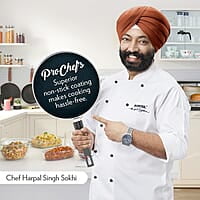 Borosil ProChef Non-Stick Fry Pan, 20 cm, Gas Stove Compatible, Thick Uniform Body for Even Heating, Metal Spoon Friendly, PFOA Free, Blue Exterior, Stir Frying Pan for Eggs, Cutlets, 1 Year Warranty