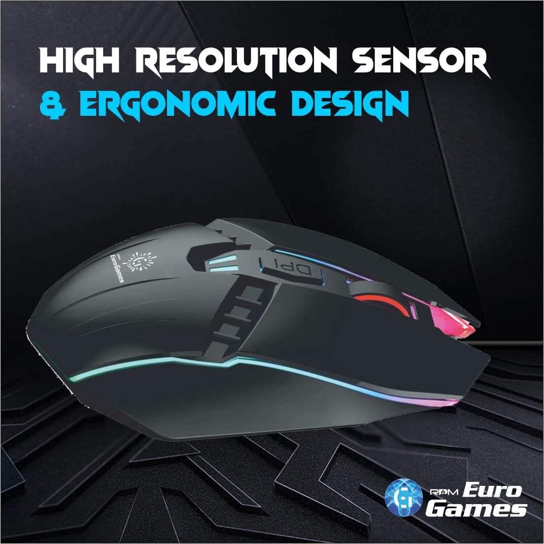 Open Box RPM Euro Games Wired Gaming Mouse | Upto 3200 DPI | 6 Buttons | RGB Backlit