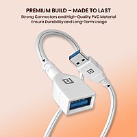 Portronics UniConnect 1.5M USB Cable – Male to Female | 1.5M | White | 1 Year Warranty