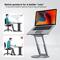 Portronics My Buddy K8 Laptop Stand – Metal Build |  Rotatable | Silver | 1 Year Warranty