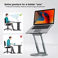 Portronics My Buddy K8 Laptop Stand – Metal Build | Rotatable | Silver | 1 Year Warranty