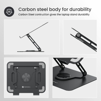Portronics My Buddy K9 Portable Laptop Stand - Adjustable Elevation Levels - Ventilated Anti-Slip Design - 360-degree Rotating Base Portronics My Buddy K9 Portable Laptop Stand - Adjustable Elevation Levels - Ventilated Anti-Slip Design - 360-degree Rotating Base