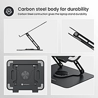 Portronics K9 Laptop Stand – Black, Adjustable & 360° Ergonomic