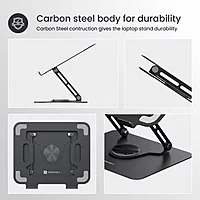 Portronics My Buddy K9 Laptop Stand – Metal Build | Extendable & Rotatable | Black | 1 Year Warranty