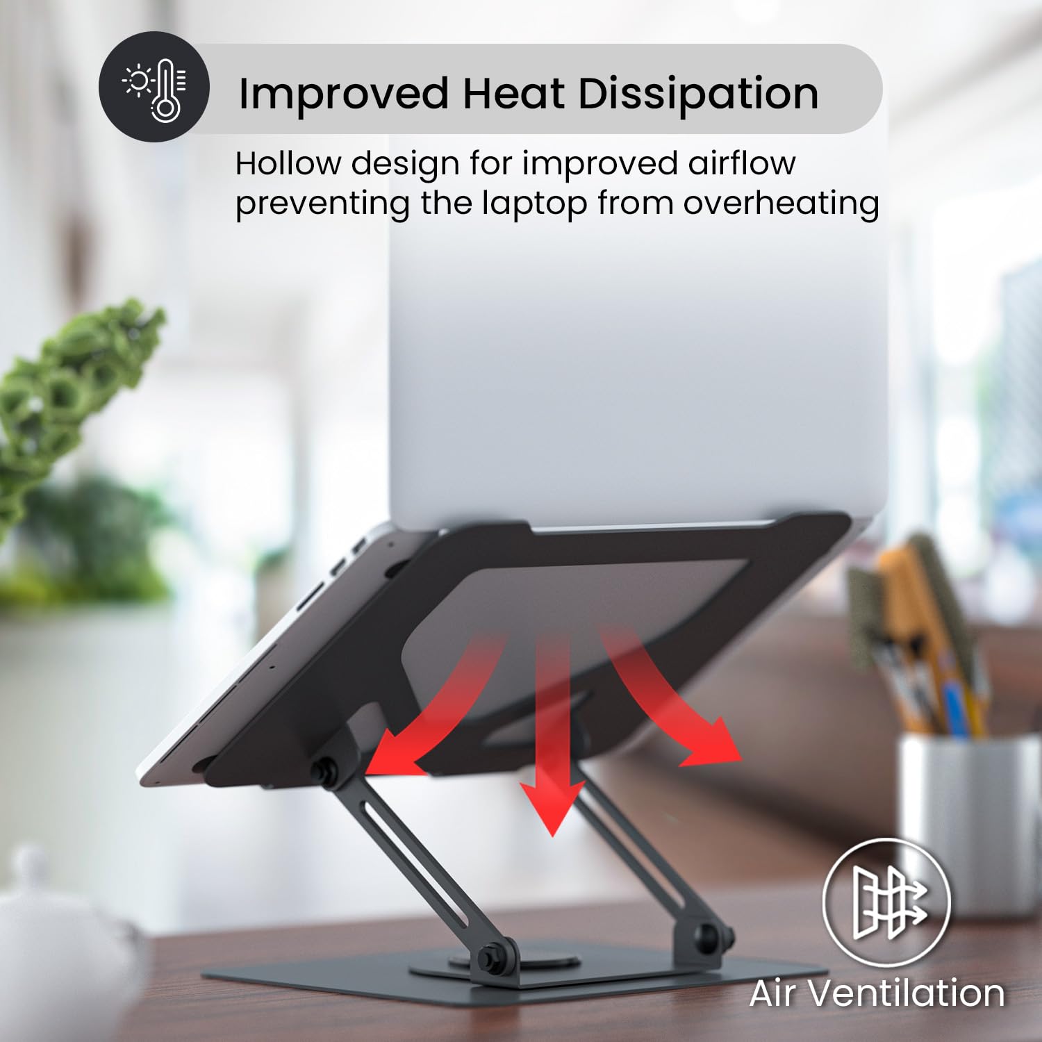Portronics K11 Laptop Stand – Black, Metal & 360° Adjustable