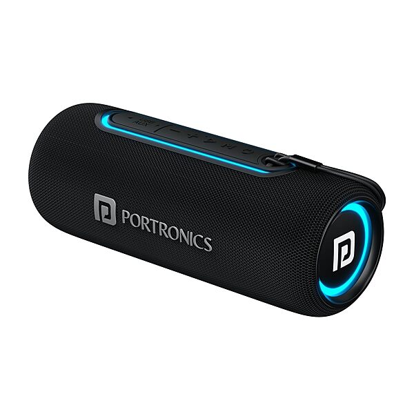 Portronics Resound 2 15W Bluetooth Speaker – BT 5.3, TWS, AUX, USB, RGB Light, Black 1 warranty