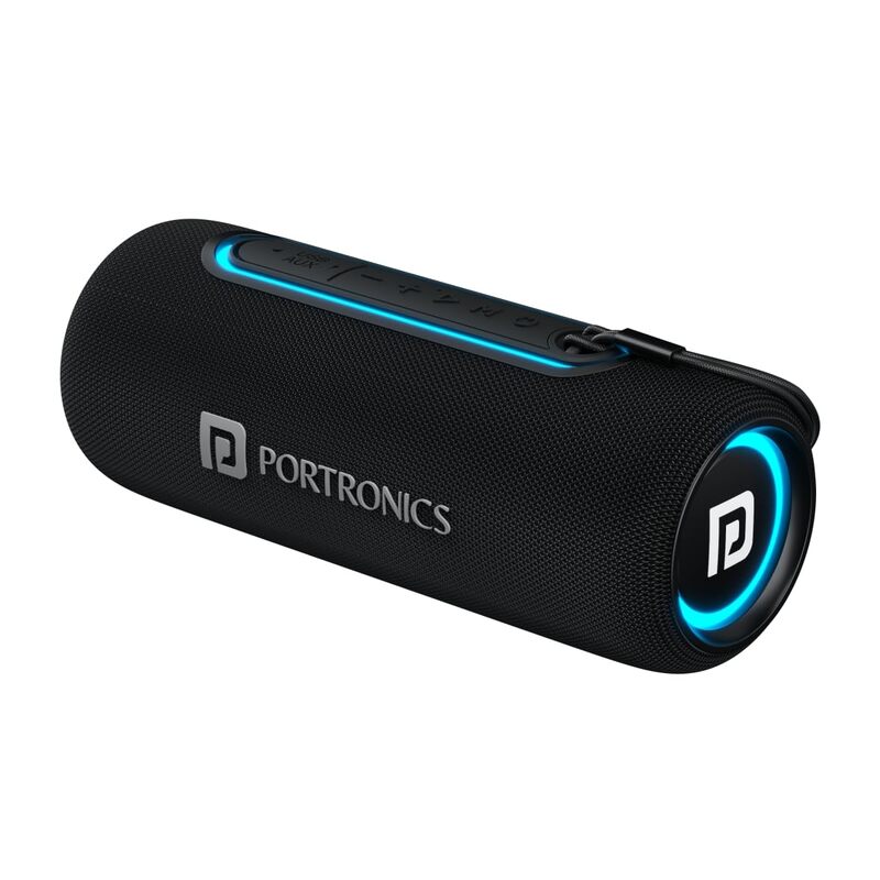 Portronics Resound 2 15W Bluetooth Speaker – BT 5.3, TWS, AUX, USB, RGB Light, Black 1 warranty