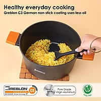 Wonderchef Caesar Forged Virgin Aluminium Casserole with Glass Lid, 24cm, Black, Greblon C3 Non-stick Coating