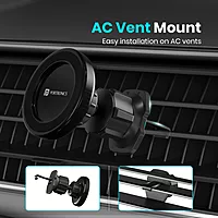 Portronics Mogun 4 Magnetic Car Phone Holder – AC Vent Mount | 360° Rotation | Strong Grip | Black