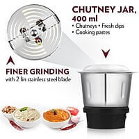 Borosil Star Mixer Grinder, For Wet/Dry Mixing & Grinding, 500 Watts, 3 Jars (400 ml Chutney Jar, 1.2 L Multipurpose Jar, 0.8 L Dry/Wet Grinding Jar), Mixie For Kitchen, Blue
