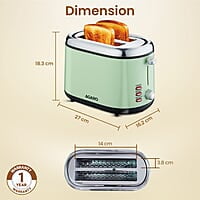 AGARO Royal 2 Slice Stainless Steel Pop Up Toaster 850W