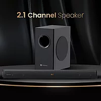 Portronics Pure Sound 107 – 200W Soundbar with Subwoofer | Immersive Audio, Sleek Design, Bluetooth & Powerful Bass for Home Entertainment