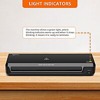 Laplam II LLM‑006 A3 laminator: quick‑warm-up (3–5 min), 4 rollers, hot/cold modes, jam-release, laminates up to 1 mm thick at 500 mm/min, 1‑yr warranty.