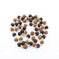 925 Sterling Silver Rudraksha and Karungali Mala