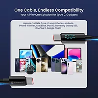 Portronics Konnect View – 100W USB-C Cable, LED Indicator, Durable Design, Fast Charging, Data Transfer, 1.5m Length, Compatible with Laptops, Smartphones, Tablets, Sleek Black Finish.