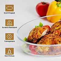 AGARO Elite Borosilicate Glass Baking Tray for Kitchen, 1600 ml Oval