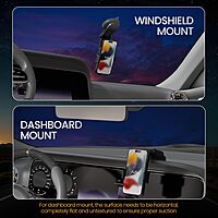 Portronics Clamp M5 – Car Phone Holder. Suction mount securely holds phones. Easy installation, adjustable, compatible with most smartphones.