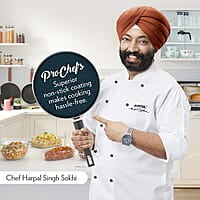 Borosil ProChef Non-Stick Aluminum Kadhai with Lid 22 cm | Gas Stove Compatible, Thick Uniform Body for Even Heating, Dishwasher Safe | 5 Layer Nonstick Coating, PFOA Free | 1 Year Warranty | Blue