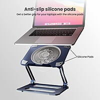 Portronics My Buddy K10 Portable Laptop Stand with Multiple Height Adjustable Angles, Fan-Based Ventilated Bottom