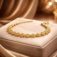 Impon Gold Plated Lakshmi Coin Bracelet for Women | Traditional Temple Design Hand Chain | Goddess Lakshmi Motif Jewelry