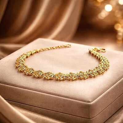 Impon Gold Plated Lakshmi Coin Bracelet for Women | Traditional Temple Design Hand Chain | Goddess Lakshmi Motif Jewelry