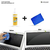 Lapcare Clean screens safely with Lapcare’s 5-in-1 kit. Includes suction balloon, brush, microfiber cloth, and anti-static solution for laptops, TVs, and mobiles.