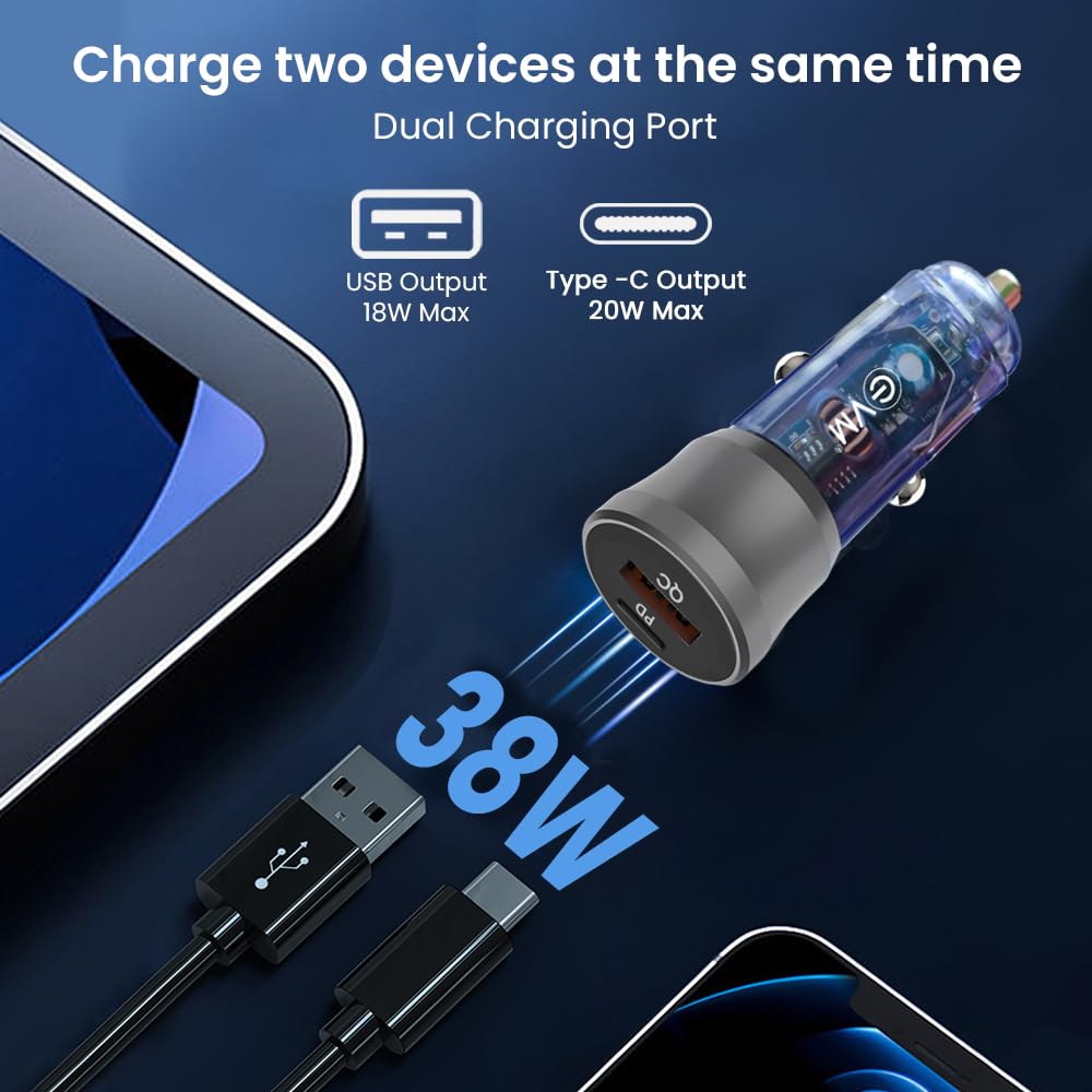 EVM CCR-04 Car Charger 38W - T Blue