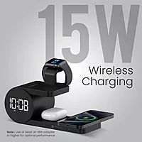 Portronics Freedom 6 15W Wireless Charger – 6-in-1 | Earbuds & Watch Charging | Digital Clock