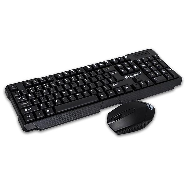 Lapcare WL‑204 combo: spill‑resistant 104‑key wireless keyboard, high‑precision 1200‑1600 DPI mouse, nano‑receiver, power‑saving & 10 m range.