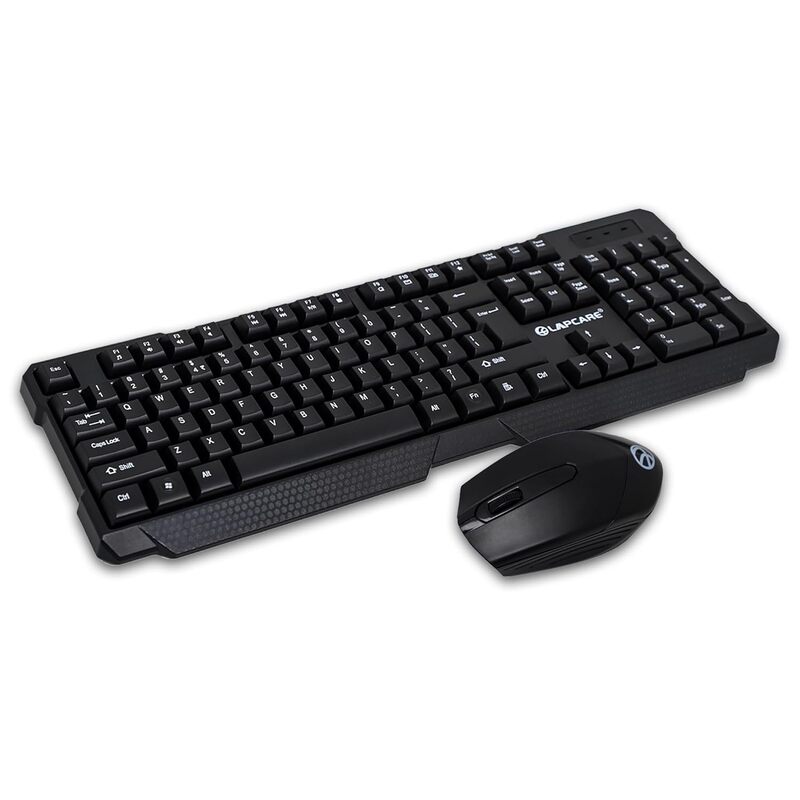 Lapcare WL‑204 combo: spill‑resistant 104‑key wireless keyboard, high‑precision 1200‑1600 DPI mouse, nano‑receiver, power‑saving & 10 m range.