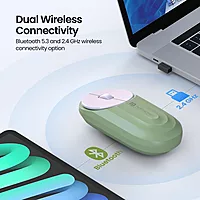 Portronics Toad 6 Wireless Mouse – Green, Dual Mode, ergonomic design, Bluetooth & 2.4GHz connectivity, rechargeable battery, smooth tracking, ideal for home & office use, lightweight & portable.