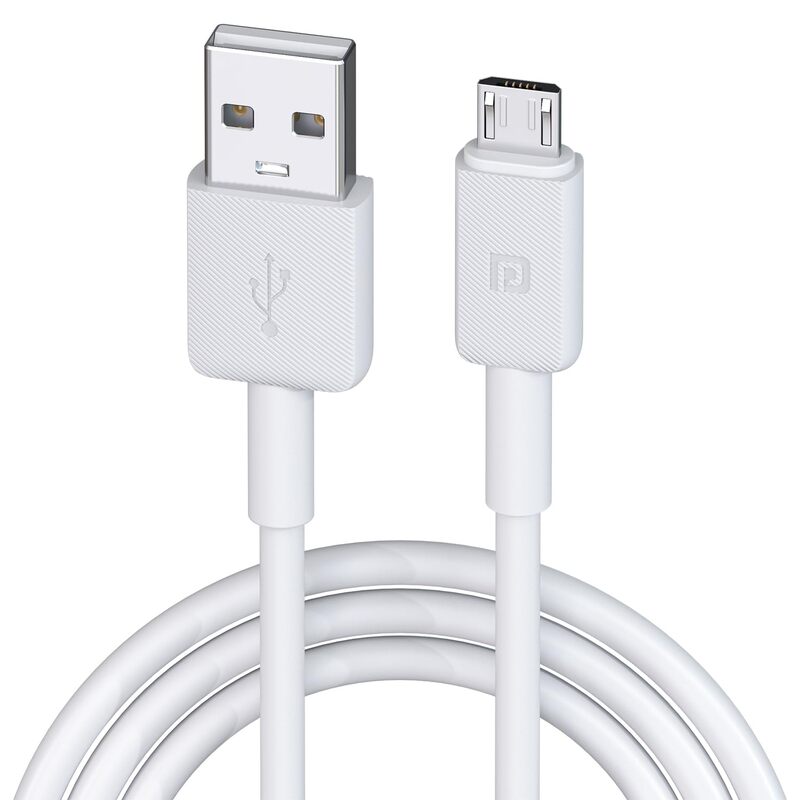 Portronics Konnect Link – Micro USB Cable, 3A, 1M White, durable and fast charging, perfect for smartphones and devices, tangle-free design, reliable performance, ideal for everyday use.