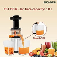 Faber Cold Press Slow Juicer, FSJ 150 R,with Powerful 150 watt motor, Black