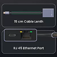 Portronics Mport 30M – USB-C to Ethernet Hub with High-Speed Internet, Multiple USB Ports & Compact Design