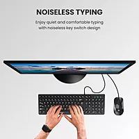 Portronics Ki-Pad 2 USB Wired Keyboard – 104 Keys | Dual Color Chicklet Keys | Rupee Symbol (₹) Key | Noiseless Typing | 1.5m Long Cable | 10 Million Keystrokes | Black
