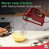 Wonderchef Crimson Revo Stand Mixer and Beater with 5 Speed Settings 4.5L Stainless Steel Bowl 300 Watt