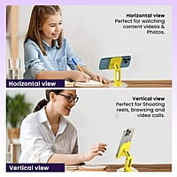 Portronics Mobot III 360° Rotatable & Foldable Mobile Phone Holder With Stable Metallic base,Adjustable Height