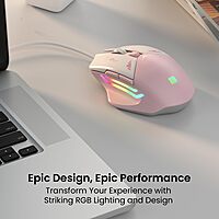 Portronics Vader Pink Gaming Mouse – 6400 DPI RGB features customizable RGB lighting, ergonomic design, and high precision for an immersive gaming experience. Perfect for gamers who love style!