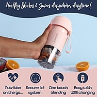 Wonderchef Plastic Nutri-Cup Portable Blender Usb Charging Rechargeable Blender 300Ml Pink