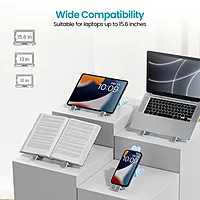 Portronics My Buddy K Lite Laptop Stand – Blue, Foldable, lightweight design, adjustable height, ergonomic support, enhances airflow, compatible with all laptops, perfect for home and office use.