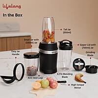 Lifelong Nutri Blender for Smoothies and Juices 100% Copper Motor- 1000 Watt with Detachable Handle 3 jars Mixer Grinder