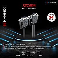 HAMMOK STORM 10M VGA Cable – High Clarity 2.0 Video Cable for Clear & Stable Display