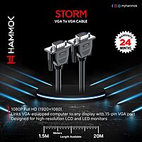 HAMMOK STORM 5M VGA Cable – Premium Quality 2.0 Video Cable for Clear & Stable Display