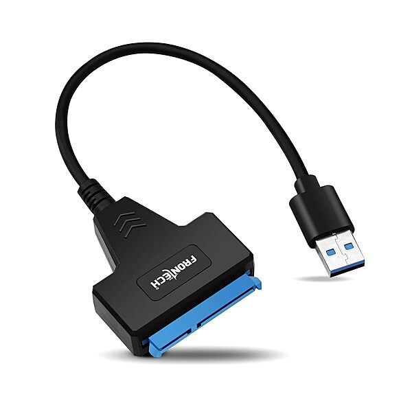 Frontech NC-0038 USB 3.0 to SATA adapter enables fast data transfer from SATA HDD/SSD to USB—perfect for backups and drive access.